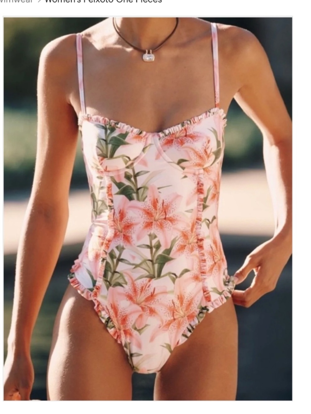 PEIXOTO Anthropologie floral one piece swimsuit Medium M ruby